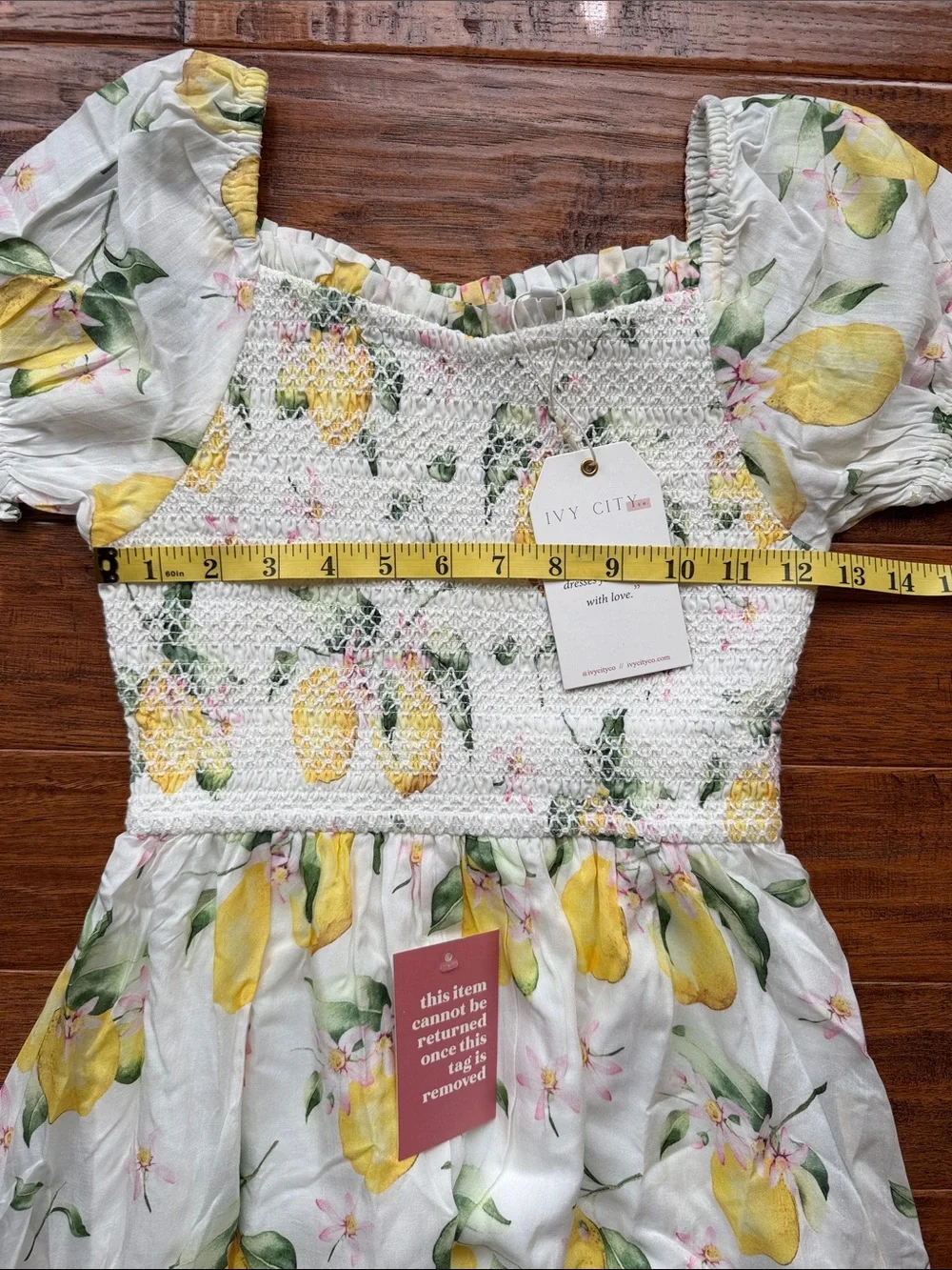 NWT Ivy City Co Lemon Smocked Ruffles Summer Country Size  11 - 12